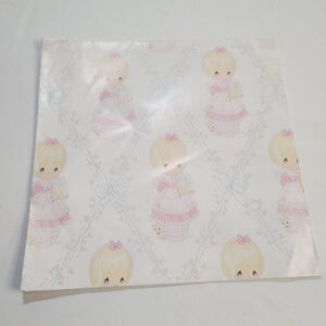 Vintage 1992 Precious Moments Kawaii Pastel Pink Gift Wrap